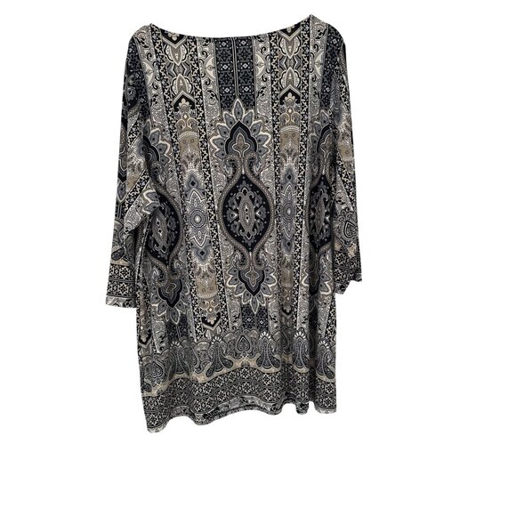 Roz & Ali Paisley Print Tunic top shirt size  2X  3/4 Sleeve Scoop Neck plus - Picture 4 of 4